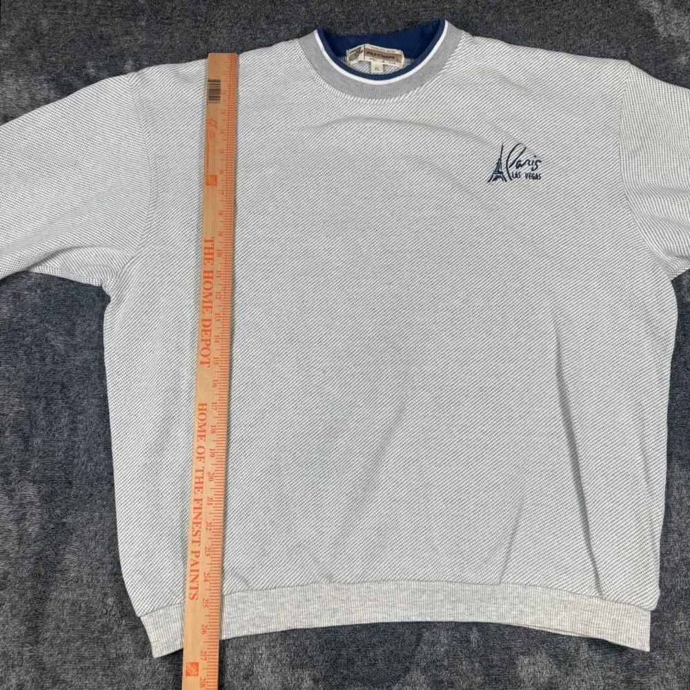 Vintage Akwa Paris Las Vegas Sweatshirt Mens XL Gray Textured Knit Made in USA